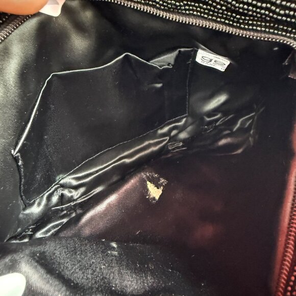 Vintage Black Beaded Evening Clutch With Metallic Accents - Picture 3 of 4